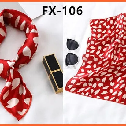 Small Silk Square Scarf For Women Fashion Print Neck Scarves Foulard Hair Band