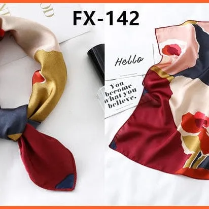 Small Silk Square Scarf For Women Fashion Print Neck Scarves Foulard Hair Band