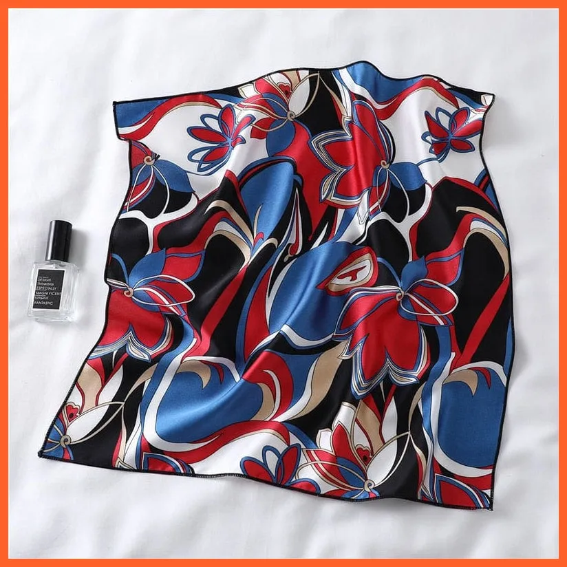 Small Silk Square Scarf For Women Fashion Print Neck Scarves Foulard Hair Band