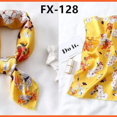 Small Silk Square Scarf For Women Fashion Print Neck Scarves Foulard Hair Band