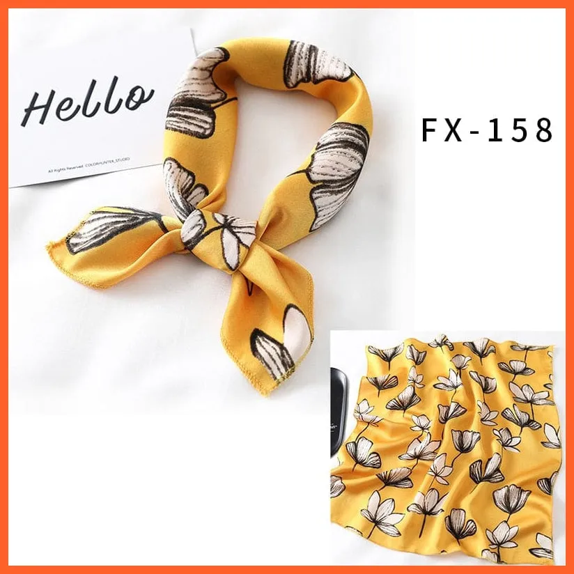 Small Silk Square Scarf For Women Fashion Print Neck Scarves Foulard Hair Band