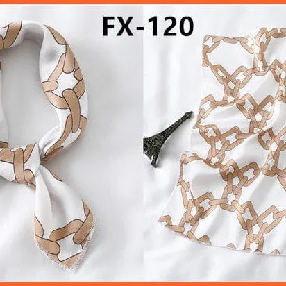 Small Silk Square Scarf For Women Fashion Print Neck Scarves Foulard Hair Band