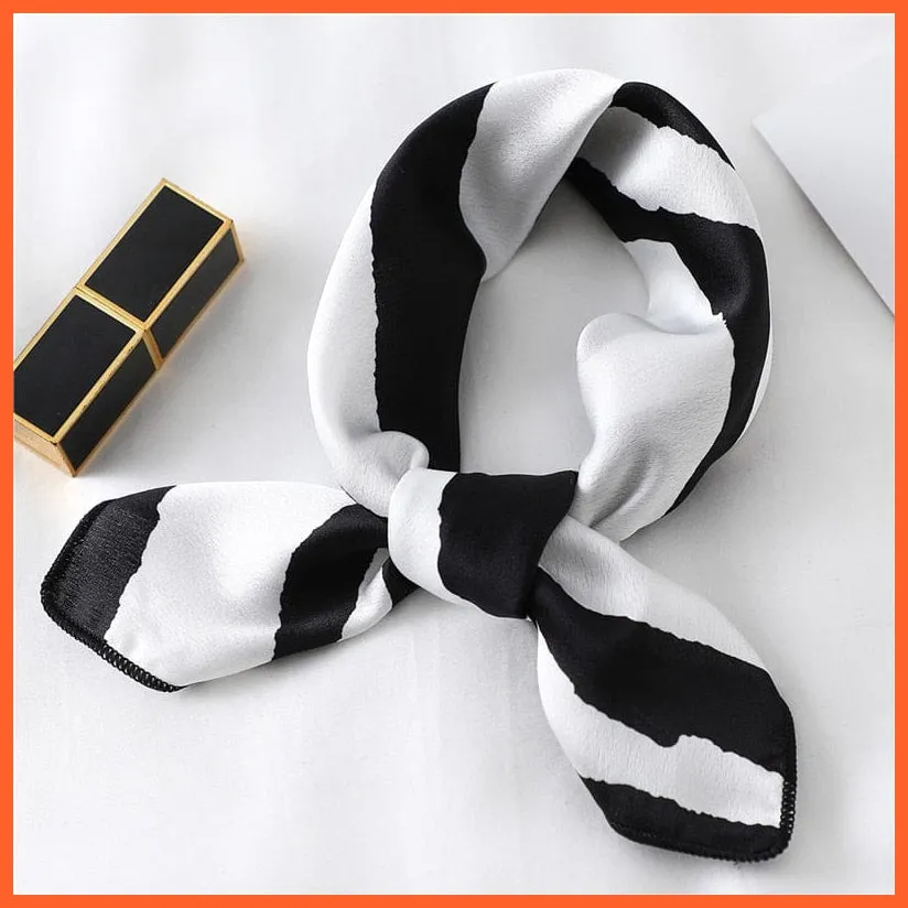 Small Silk Square Scarf For Women Fashion Print Neck Scarves Foulard Hair Band
