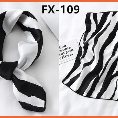 Small Silk Square Scarf For Women Fashion Print Neck Scarves Foulard Hair Band