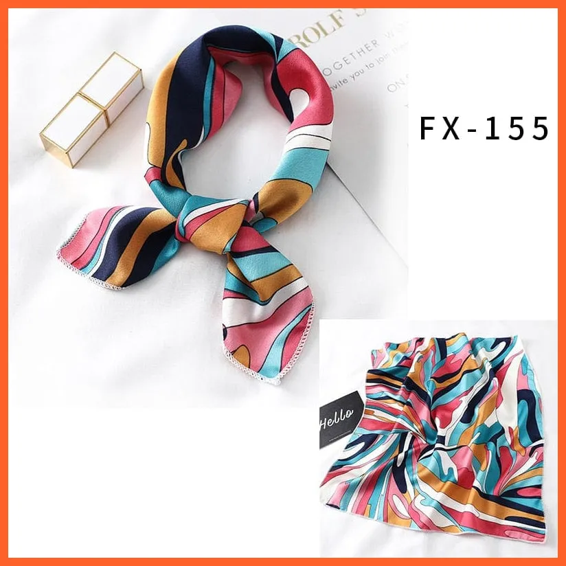 Small Silk Square Scarf For Women Fashion Print Neck Scarves Foulard Hair Band