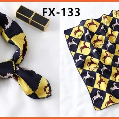 Small Silk Square Scarf For Women Fashion Print Neck Scarves Foulard Hair Band