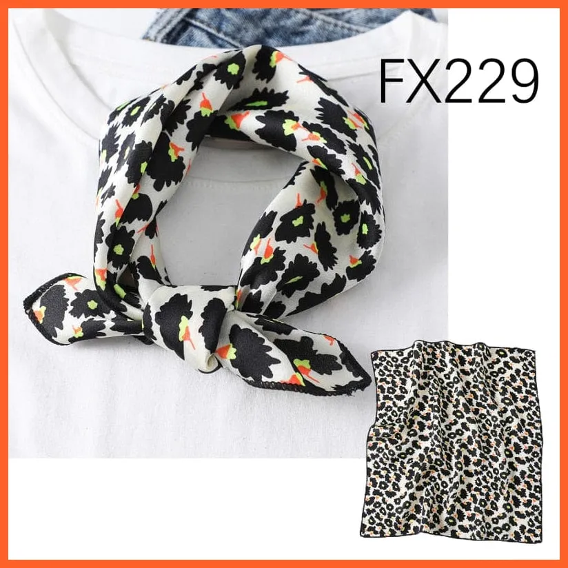 Small Silk Square Scarf For Women Fashion Print Neck Scarves Foulard Hair Band