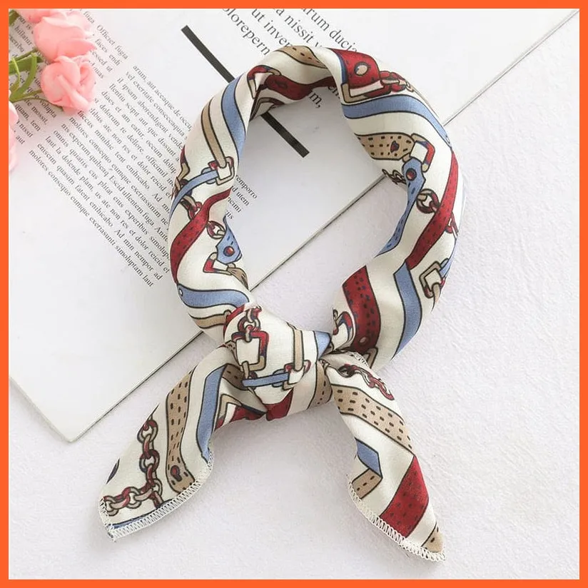 Small Silk Square Scarf For Women Fashion Print Neck Scarves Foulard Hair Band