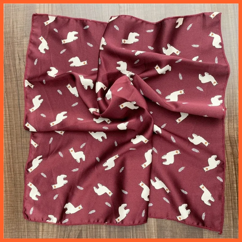 Small Silk Square Scarf For Women Fashion Print Neck Scarves Foulard Hair Band