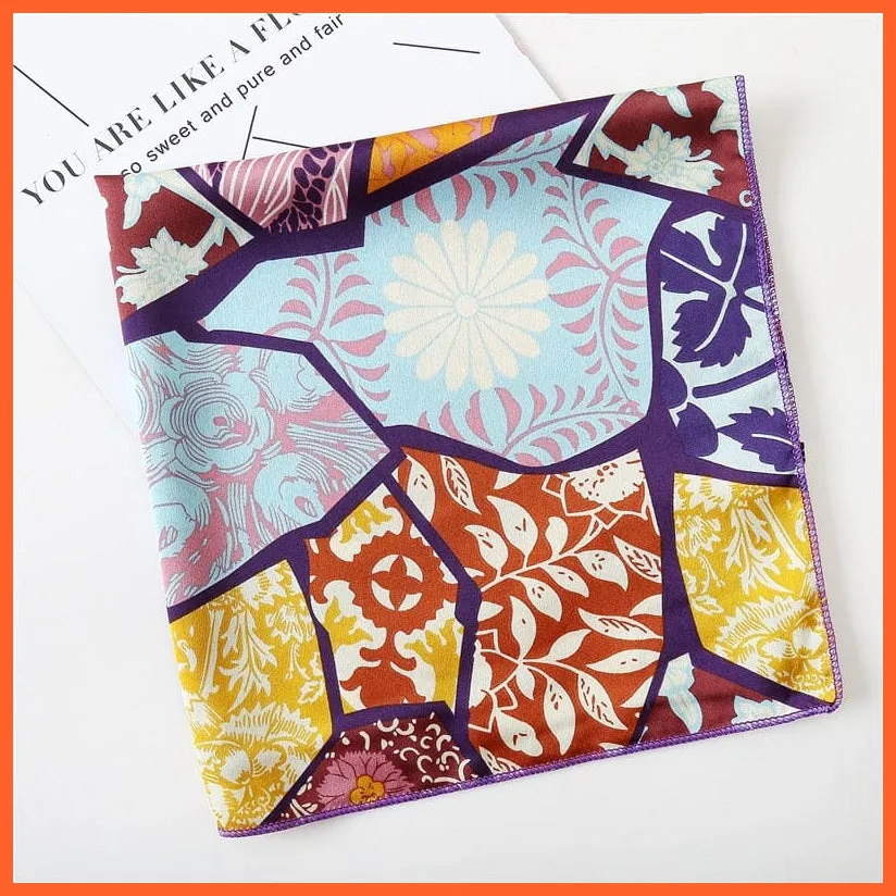 Small Silk Square Scarf For Women Fashion Print Neck Scarves Foulard Hair Band