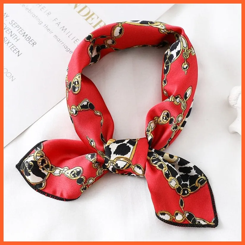 Small Silk Square Scarf For Women Fashion Print Neck Scarves Foulard Hair Band