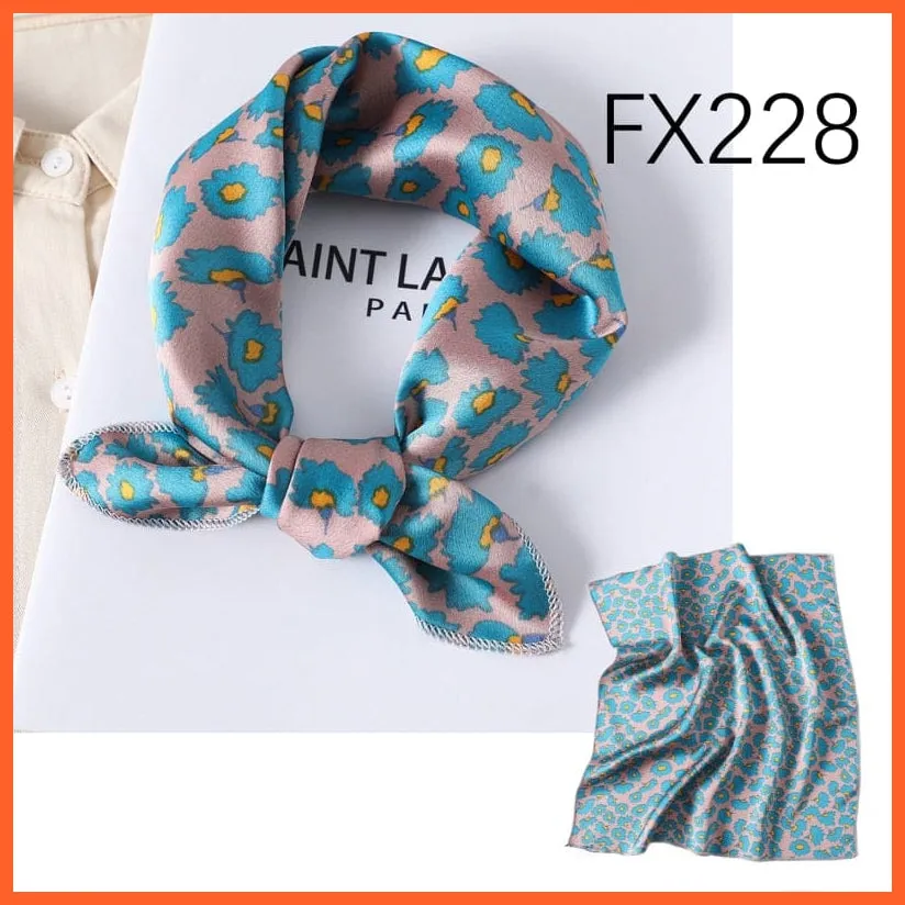 Small Silk Square Scarf For Women Fashion Print Neck Scarves Foulard Hair Band
