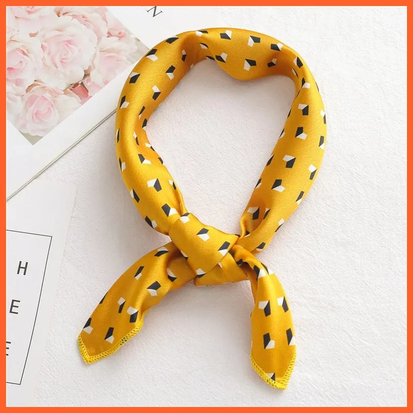 Small Silk Square Scarf For Women Fashion Print Neck Scarves Foulard Hair Band