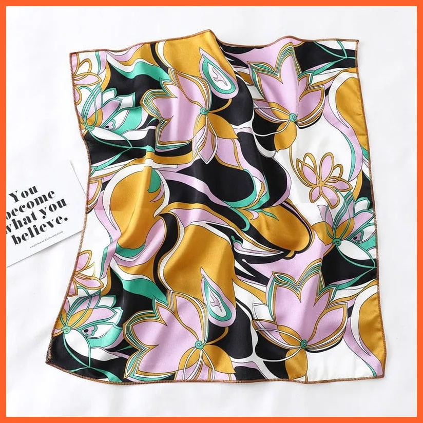 Small Silk Square Scarf For Women Fashion Print Neck Scarves Foulard Hair Band