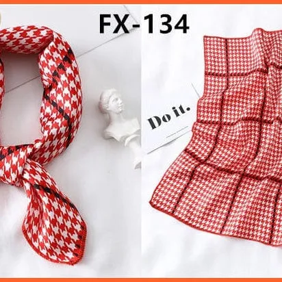 Small Silk Square Scarf For Women Fashion Print Neck Scarves Foulard Hair Band