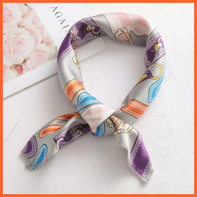 Small Silk Square Scarf For Women Fashion Print Neck Scarves Foulard Hair Band