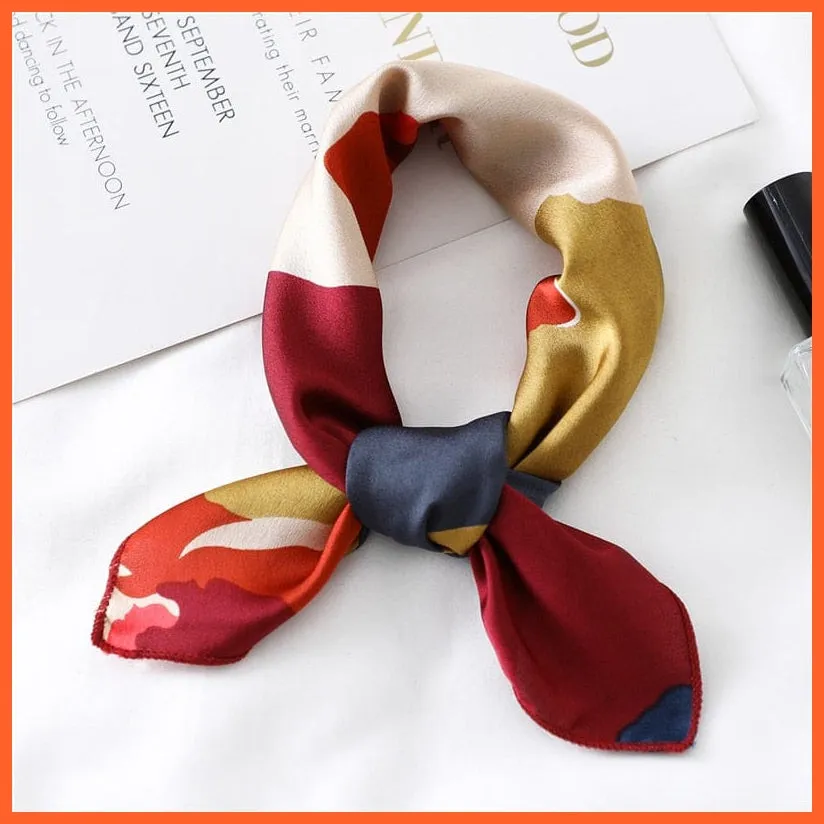 Small Silk Square Scarf For Women Fashion Print Neck Scarves Foulard Hair Band