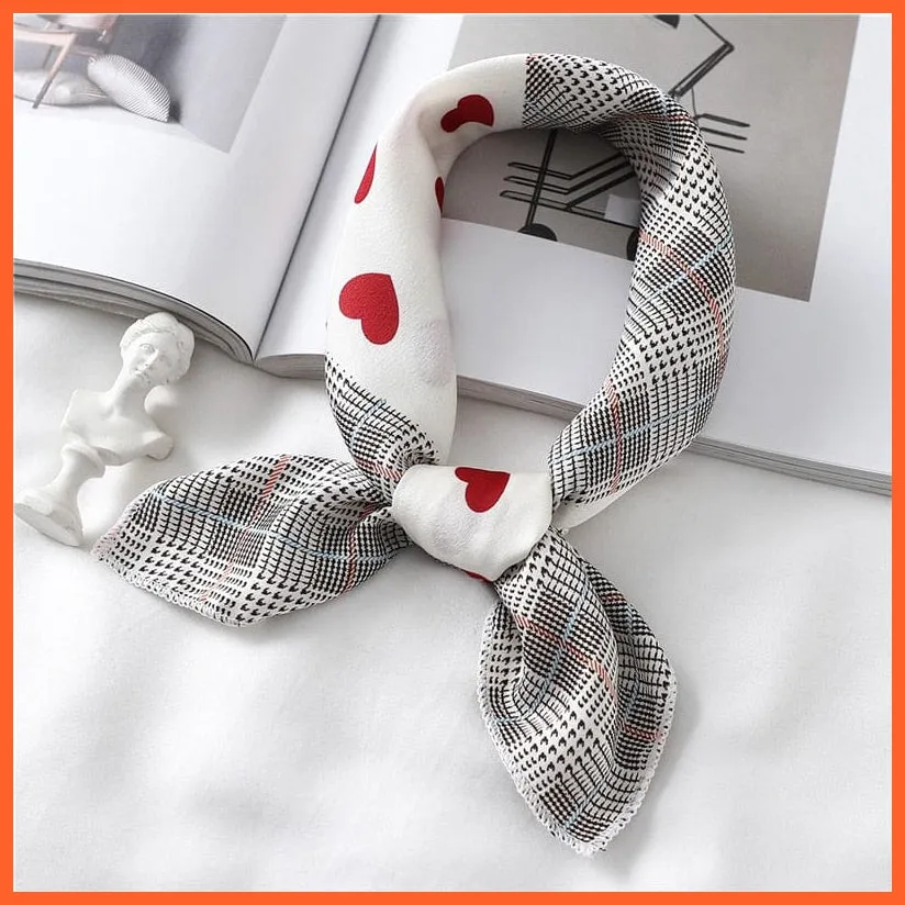 Small Silk Square Scarf For Women Fashion Print Neck Scarves Foulard Hair Band