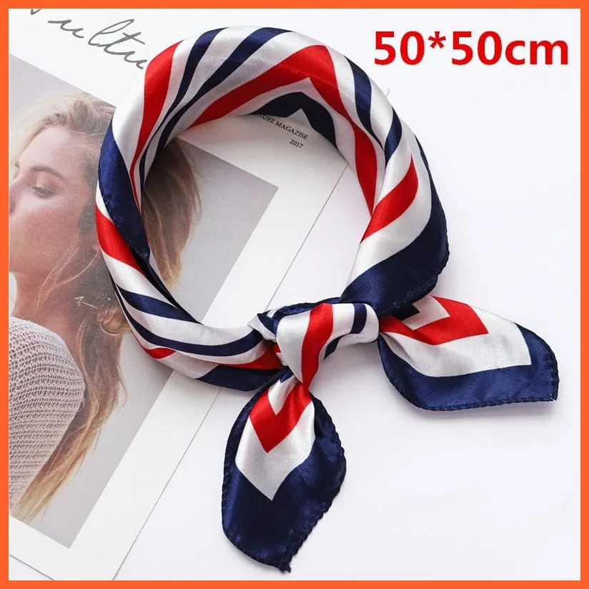 Small Silk Square Scarf For Women Fashion Print Neck Scarves Foulard Hair Band