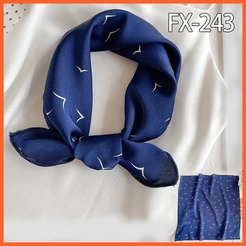 Small Silk Square Scarf For Women Fashion Print Neck Scarves Foulard Hair Band