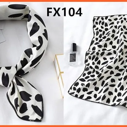 Small Silk Square Scarf For Women Fashion Print Neck Scarves Foulard Hair Band
