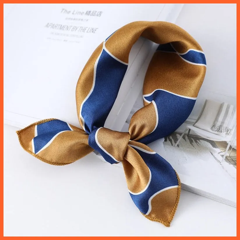 Small Silk Square Scarf For Women Fashion Print Neck Scarves Foulard Hair Band