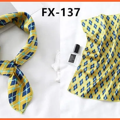 Small Silk Square Scarf For Women Fashion Print Neck Scarves Foulard Hair Band