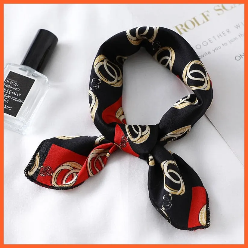 Small Silk Square Scarf For Women Fashion Print Neck Scarves Foulard Hair Band