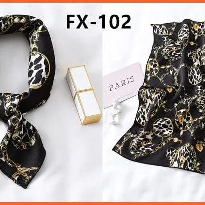 Small Silk Square Scarf For Women Fashion Print Neck Scarves Foulard Hair Band