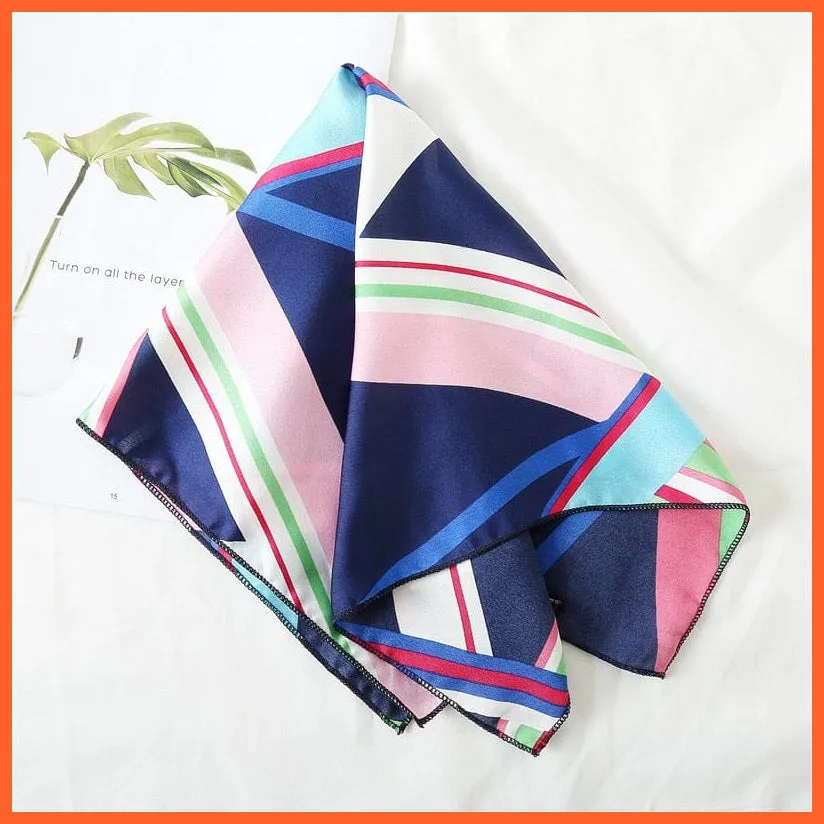 Small Silk Square Scarf For Women Fashion Print Neck Scarves Foulard Hair Band