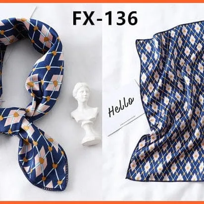 Small Silk Square Scarf For Women Fashion Print Neck Scarves Foulard Hair Band