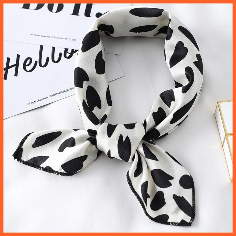 Small Silk Square Scarf For Women Fashion Print Neck Scarves Foulard Hair Band