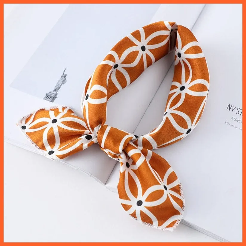 Small Silk Square Scarf For Women Fashion Print Neck Scarves Foulard Hair Band