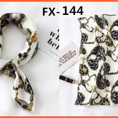 Small Silk Square Scarf For Women Fashion Print Neck Scarves Foulard Hair Band