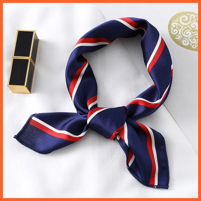 Small Silk Square Scarf For Women Fashion Print Neck Scarves Foulard Hair Band