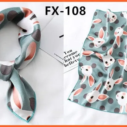 Small Silk Square Scarf For Women Fashion Print Neck Scarves Foulard Hair Band