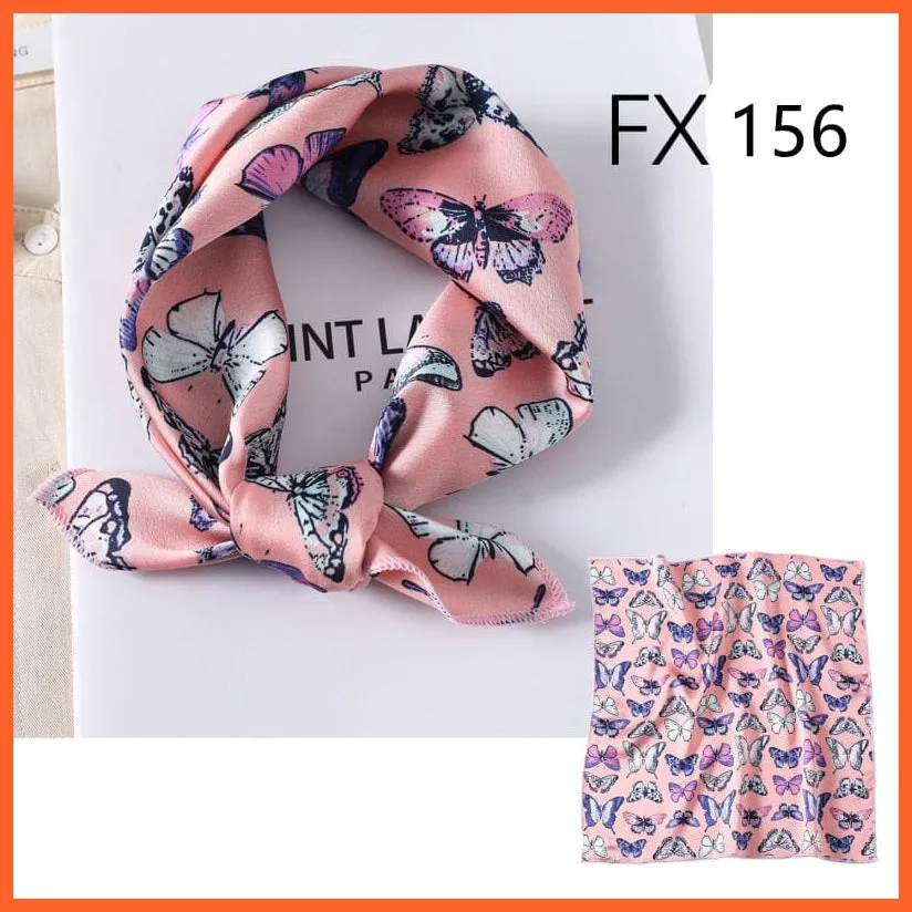 Small Silk Square Scarf For Women Fashion Print Neck Scarves Foulard Hair Band