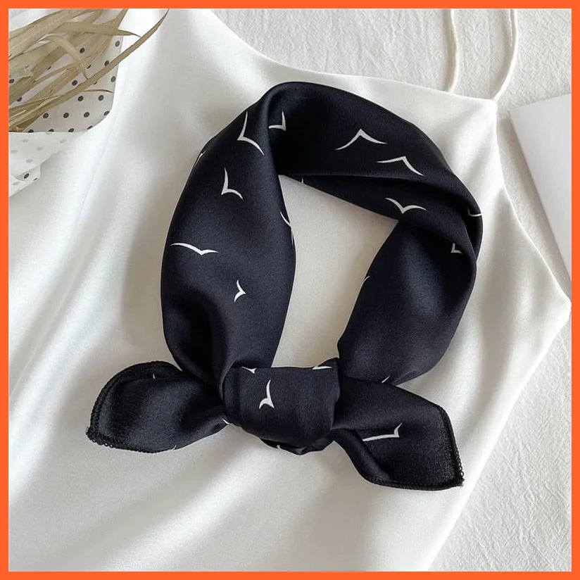 Small Silk Square Scarf For Women Fashion Print Neck Scarves Foulard Hair Band