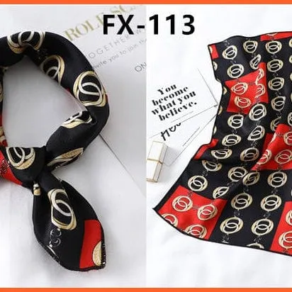 Small Silk Square Scarf For Women Fashion Print Neck Scarves Foulard Hair Band