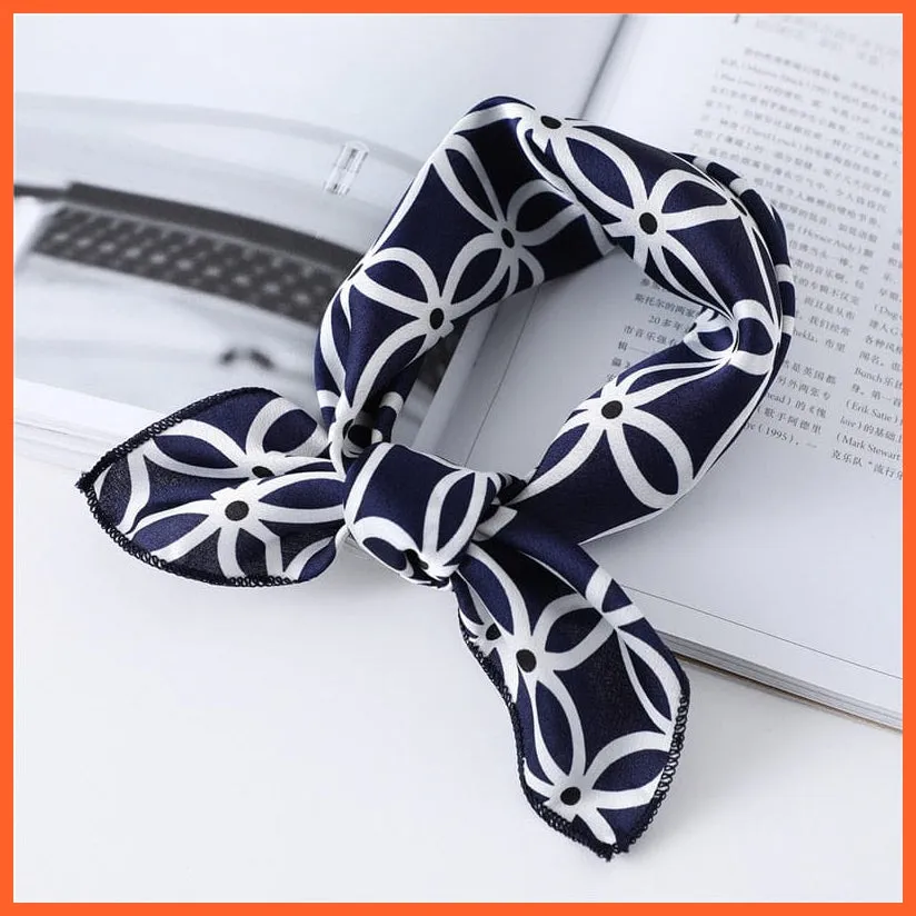 Small Silk Square Scarf For Women Fashion Print Neck Scarves Foulard Hair Band