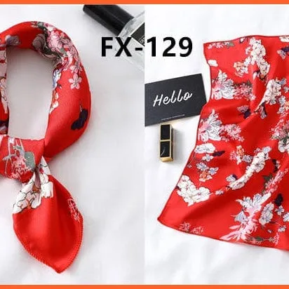 Small Silk Square Scarf For Women Fashion Print Neck Scarves Foulard Hair Band