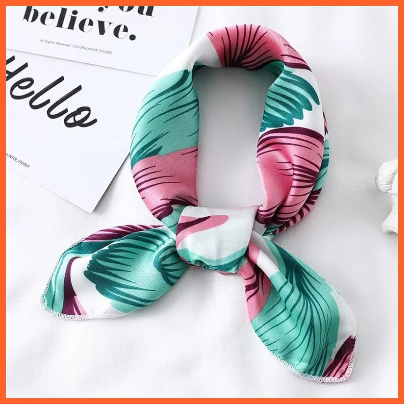 Small Silk Square Scarf For Women Fashion Print Neck Scarves Foulard Hair Band