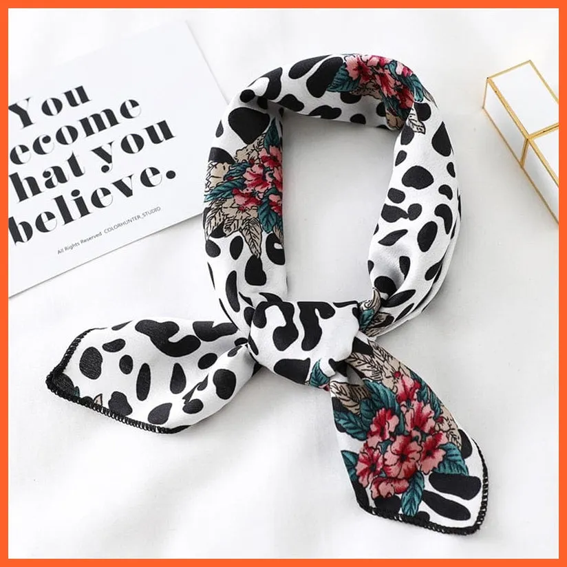 Small Silk Square Scarf For Women Fashion Print Neck Scarves Foulard Hair Band