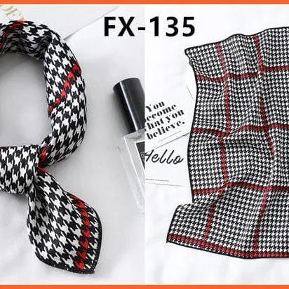 Small Silk Square Scarf For Women Fashion Print Neck Scarves Foulard Hair Band