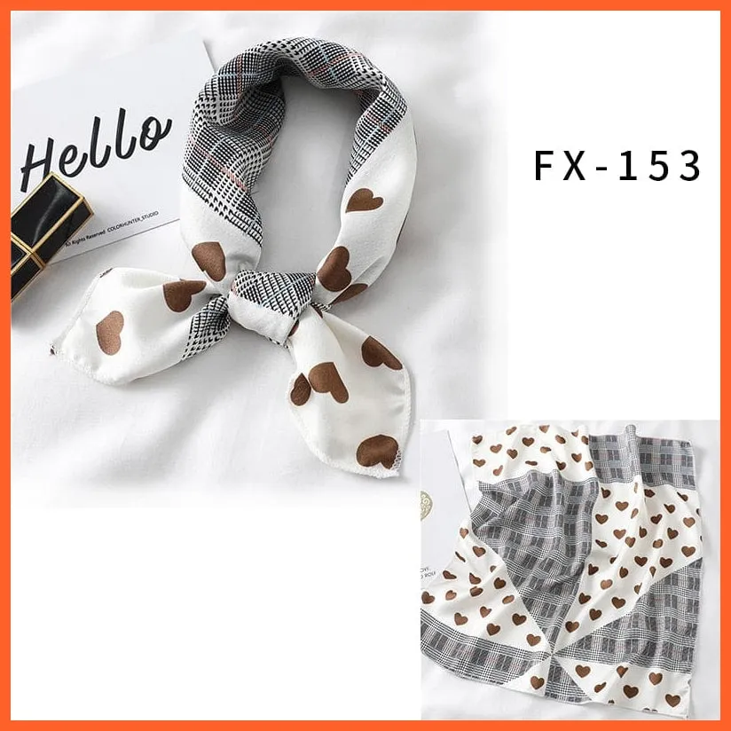 Small Silk Square Scarf For Women Fashion Print Neck Scarves Foulard Hair Band