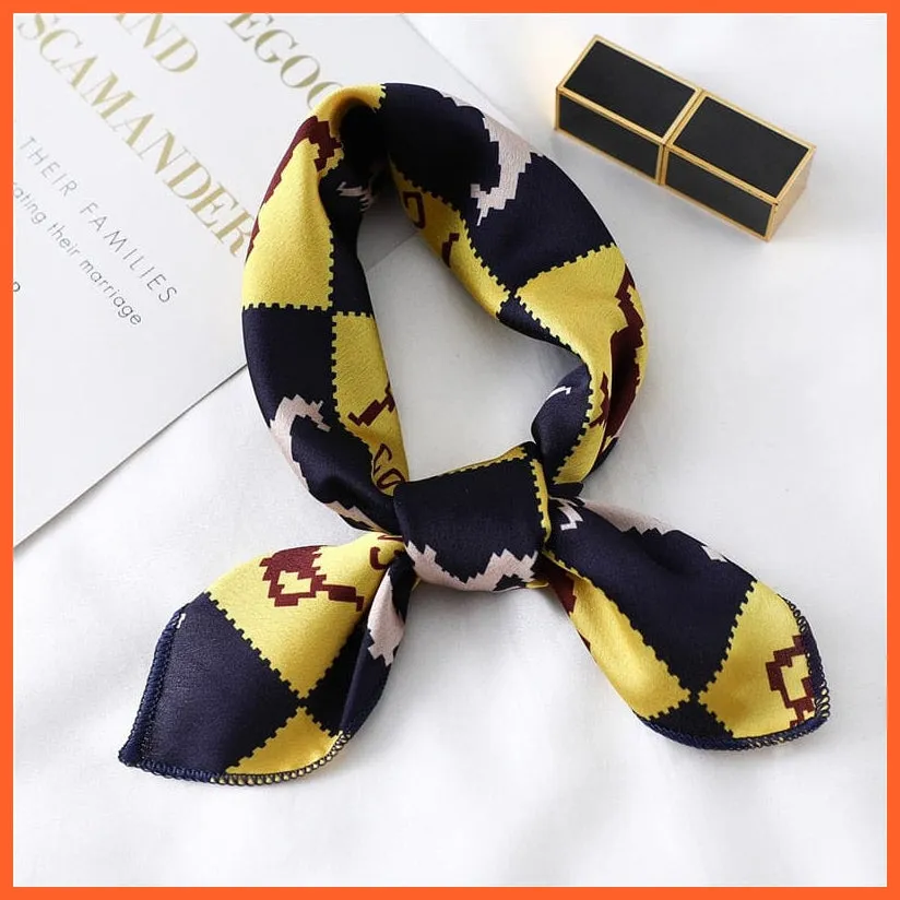 Small Silk Square Scarf For Women Fashion Print Neck Scarves Foulard Hair Band