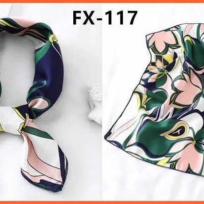 Small Silk Square Scarf For Women Fashion Print Neck Scarves Foulard Hair Band