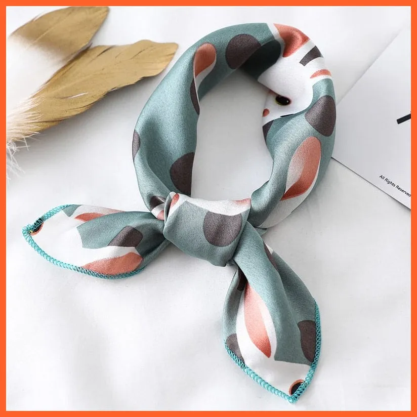 Small Silk Square Scarf For Women Fashion Print Neck Scarves Foulard Hair Band