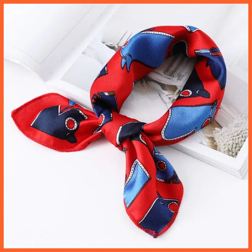 Small Silk Square Scarf For Women Fashion Print Neck Scarves Foulard Hair Band