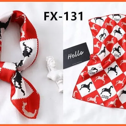 Small Silk Square Scarf For Women Fashion Print Neck Scarves Foulard Hair Band